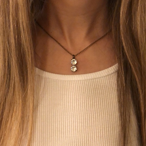 Jewelry - Antique Brass Crystal Drop Necklace